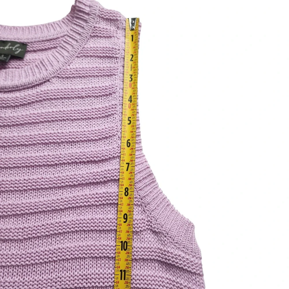 Wonderly‎ Lilac Boho Knit Sleeveless Sweater Vest Tank Top Women L spring layer